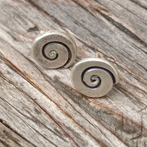 Spiral Silver Stud Earrings Hill Tribe Style Jewelry