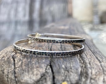 Pattern Oxidized Silver Hoop Earrings Post Jewelry