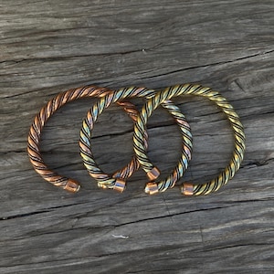 Twisted Brass/Copper/White Metal Cuff Bracelet Bohemian Jewelry
