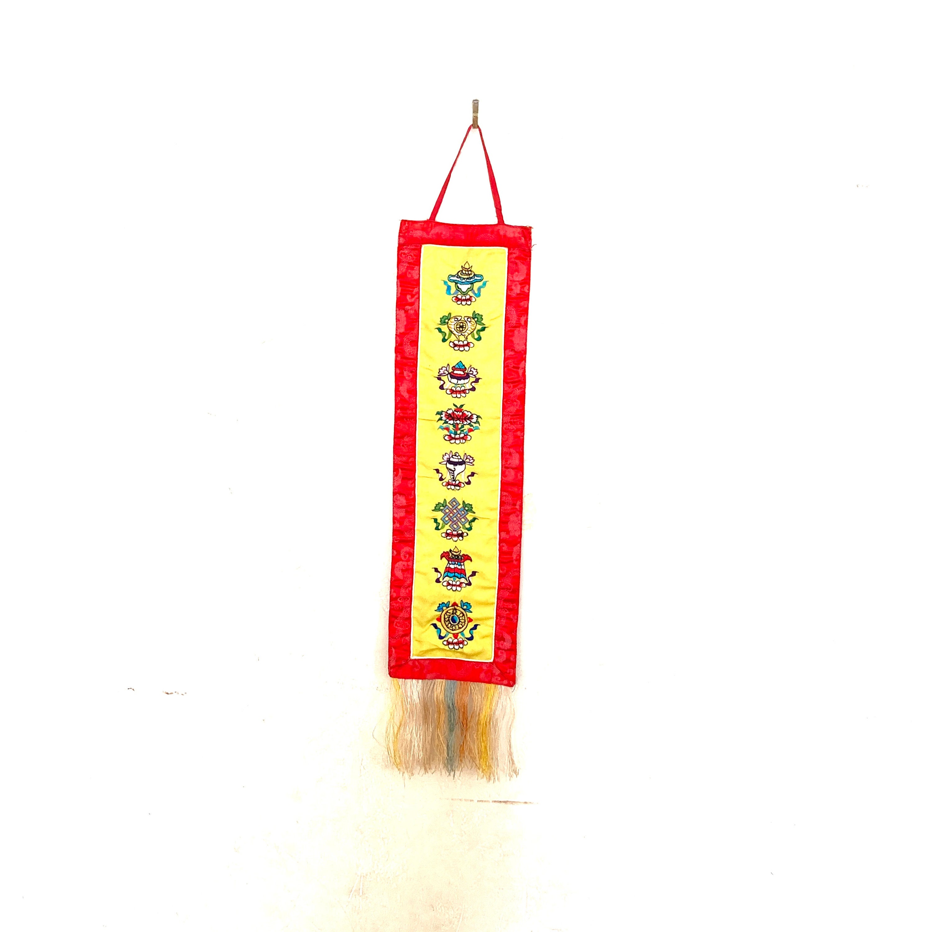Tibetan Buddhist Embroidery Wall Hanging the Eight Auspicious