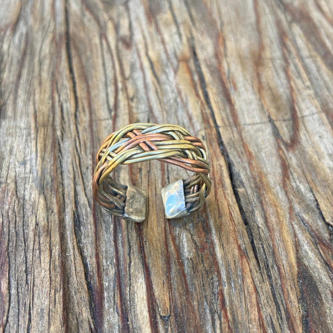 Three Metal Ringe Tibetan Braided Three Metal Ring Adjustable Jewelry - Etsy