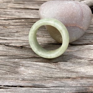 Wide Band Jade Ring Light Green Love Stone Jewelry Size 10