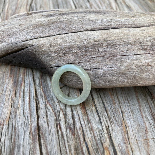 Pale Green Jade Ring Band Love Stone Jewelry