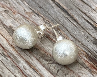 Silver Ball Stud Earrings Hill Tribe Style Jewelry