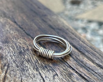 Silber Draht gewickelt Silber Ring-Band Schmuck Stapelbar