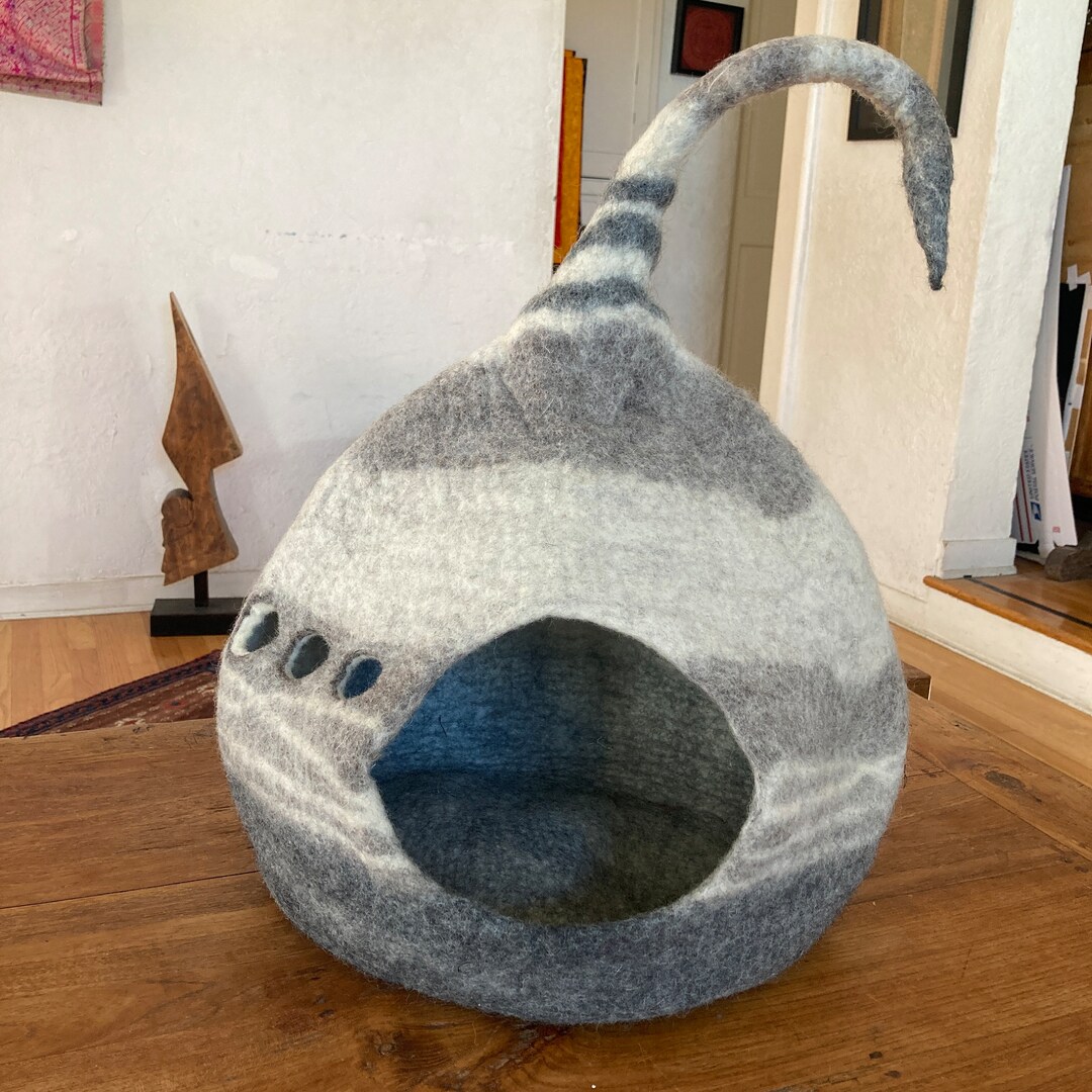 Felt Wool Cat House Eco Friendly Cozy Bed Etsy