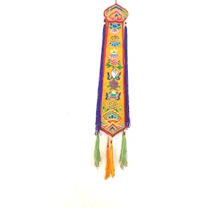 Damaru Tail Wall Hanging Tibetan Eight Auspicious Symbols Spiritual Decor