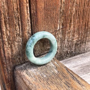 Green Jade Ring Band Love Stone Jewelry SZ 4 1/2