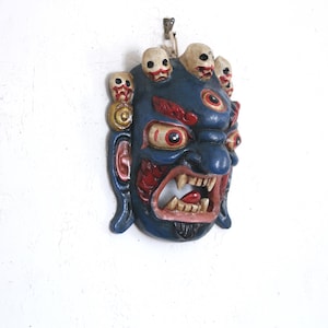 Mahakala-Tempel-Holzmaske, tibetische handbemalte Wandkunst