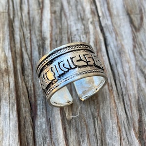 Om Prayer Ring Band Mani Padme Hum Mantra Boho Jewelry
