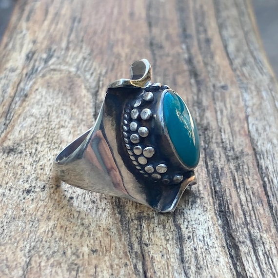 Natural Turquoise Silver Ring Statement Jewelry - image 1