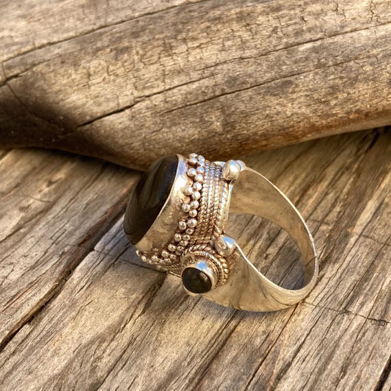 Labradorite Sterling Silver Ring Statement Jewelry - image 4