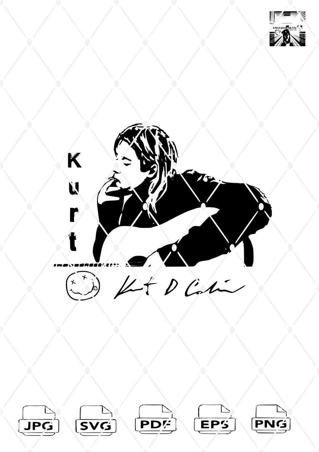 Kurt Cobain Svg Nirvana PNG Cut File for Vinyl Decal Cricut Kurt Cobain ...