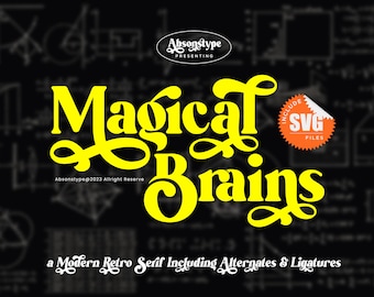 Magical Brains Font - Retro lettertype, Groovy lettertypen, Cricut lettertype, Canva lettertypen, Procreate lettertype, handgemaakt lettertype, kwaliteitslettertypen