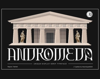 ANDROMEDA-lettertype retro-display: unieke ligaturen, brandinglettertype (OTF en TTF)