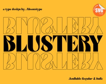 Blustery-lettertype: retro-displaylettertype, Groovy, SVG-bestand