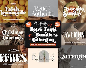 Bundel retro-lettertypen – Groovy lettertypen, SVG-alfabet