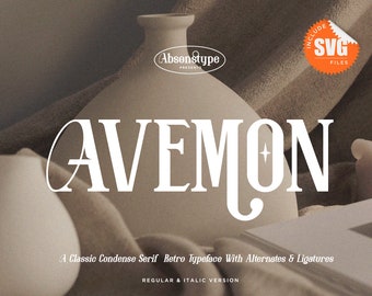 AVEMON Retro Serif-lettertype – moderne branding, SVG-bestanden