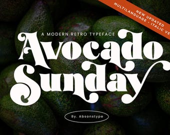 Lettertype Avocado Sunday - Groovy Retro-lettertype voor branding (OTF, TTF, SVG)
