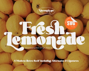 Lettertype Fresh Lemonade - Retro Serif met ligaturen (svg-bestand)