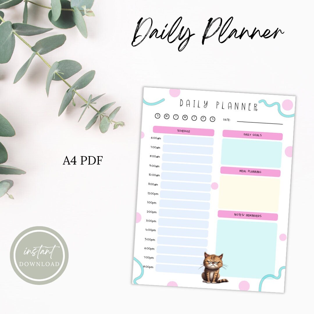 Printable Daily Planner A4 Instant Download Daily Planner - Etsy Australia