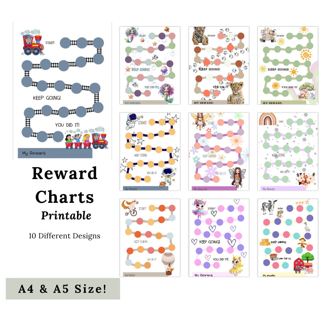 Printable Reward Charts Bundle 10 Digital Download Kids' Reward System ...