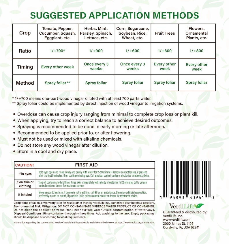 Wood Vinegar 1 Gallon Verdilife Wood Vinegar 100 Pure and Concentrate