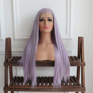 Light Purple with White Highlight Wig Lace Front Wig Natural Straight 13x4 Lace Wig