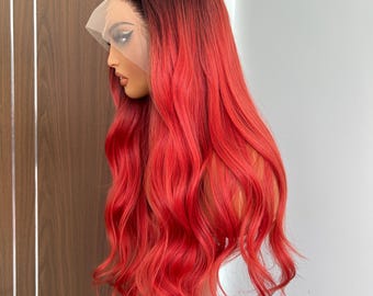 Virgin  CUSTOM COLORED WIG UNIT Buy Rihanna Fire Red Hair Straight Virgin Wig Unit New Ombre  main image 3
