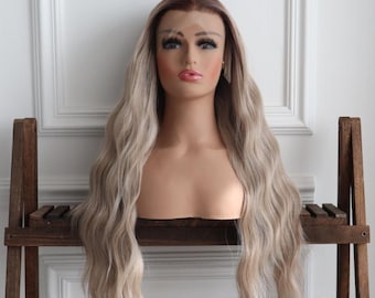 Balayage Blonde Lace Front Perücke: Verwurzeltes Braun, Heat Safe Synthetik