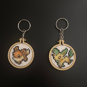 Eeveelution Cross Stitch Keychains