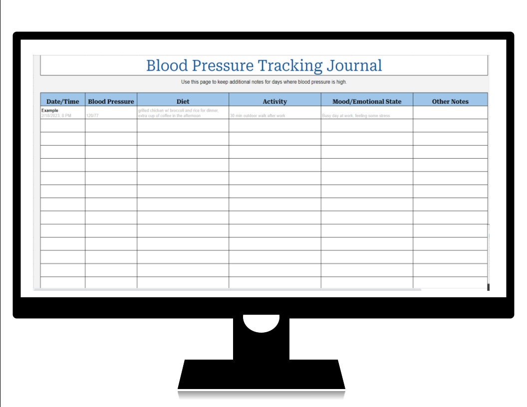 Blood pressure tracking spreadsheet for google sheets etsy canada