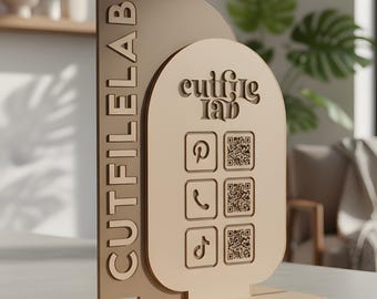 Table Arch QR Code Sign Template, Social Media Display (SVG)