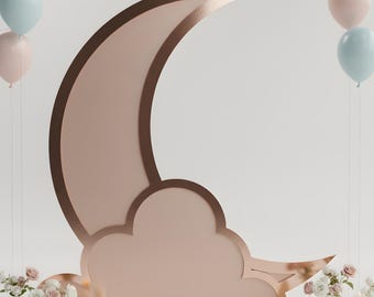 Modello SVG per cartello ad arco, design di nuvola lunare, file tagliato al laser (download digitale)