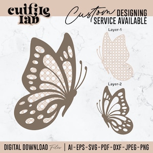 Mariposa de ratán SVG, archivo cortado con láser, decoración infantil (descarga digital)
