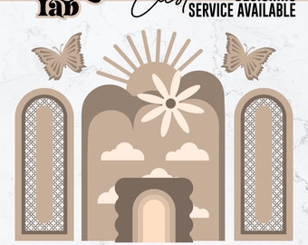 Modello SVG per cartello ad arco, sfondo per eventi, file tagliato al laser (progettazione digitale)
