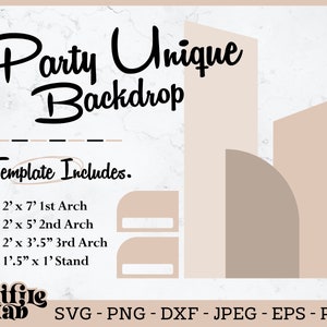 3 ピースのパーティー背景、イベント装飾アーチ テンプレート SVG デザイン、アーチ SVG カット ファイル、アーチ カット ファイル SVG、PDF、インスタント デジタル ダウンロード