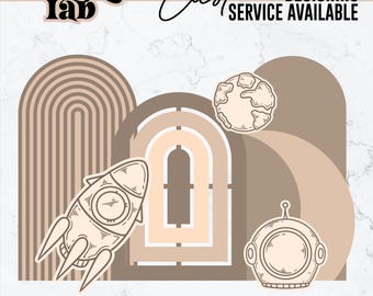 Space Birthday Backdrop SVG Template, Event Arch Decor (Digital Design)