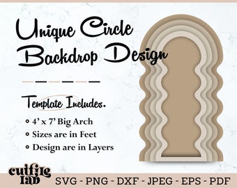 Unique Circle Backdrop Svg, Wavy arch, Creative Event Backdrop Design, Arch Shape, Laser Cricut, Svg, Png, Eps Files, Instant Download