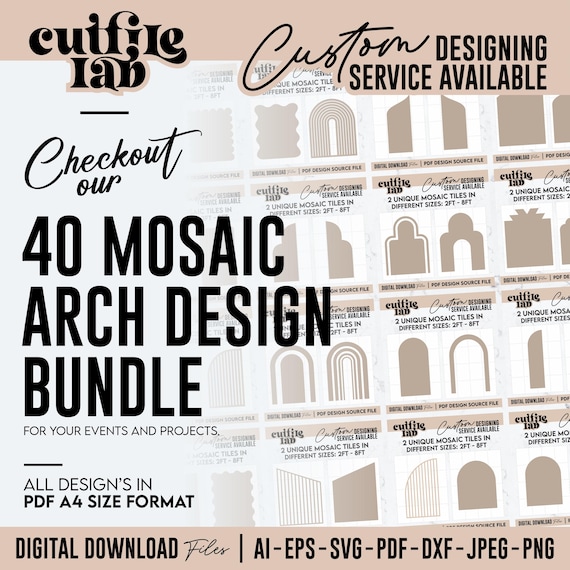 Mosaic Arch Template Bundle (2ft-8ft) – A4 PDF Designs (Digital Download)
