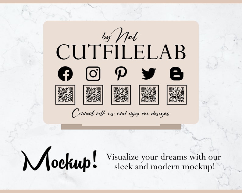 Rectangular Multi QR Code Business | Sign Template SVG | Social Media ...