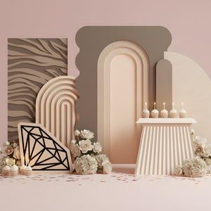 アーチ型背景 SVG テンプレート: 結婚式、誕生日、イベントの装飾 (デジタル デザイン)