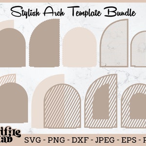 Stilvolle Bogen Vorlage SVG-Designs, 12 Halbe und Abgerundete Einzigartige Bogen-Designs-Svg Cut-Datei, Pdf, Eps, Dxf, Sofort Download