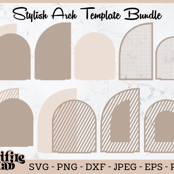 Stylish Arch Template Svg Designs, 12 Half and Rounded Unique Arch Designs Svg Cut File, Pdf, Eps, Dxf, Instant Digital Svg Download