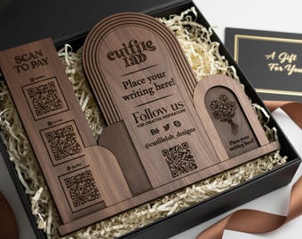 Boho Payment Sign SVG | Scan to Pay Stand, Laser Cut DXF (Digital Download)