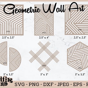 Szablon geometrycznej dekoracji ściennej, wzór ścienny, wzór sztuki drewnianej boho, sztuka ścienna z drewna, wystrój boho, sztuka ścienna DIY, plik do cięcia laserowego