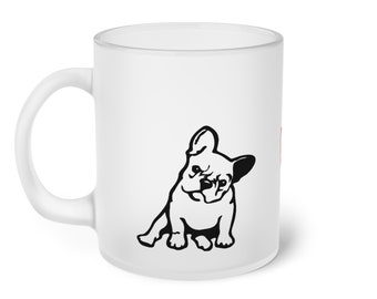 Frenchie und schwarze Katze Milchglasbecher