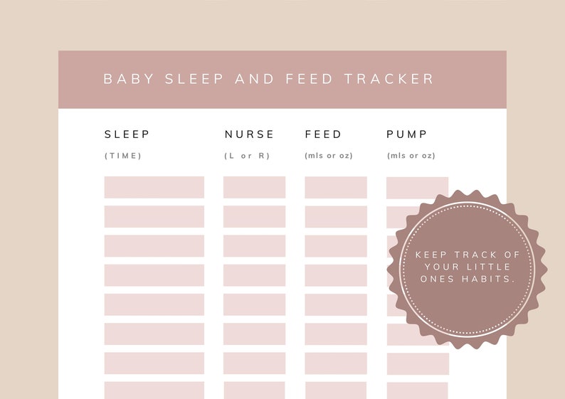 Printable PDF Baby Feed and Sleep Tracker A4 Digital Download Neutral ...