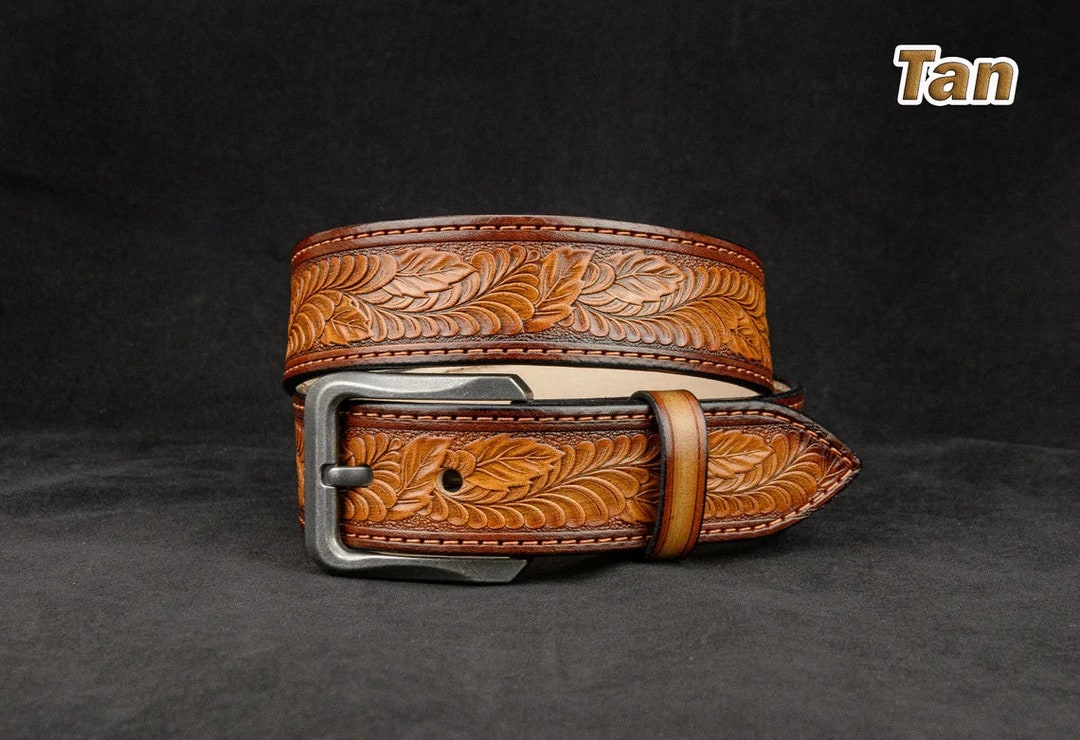 Personalized Leather Western Belt Tooled Western Belt Cowboy - Etsy