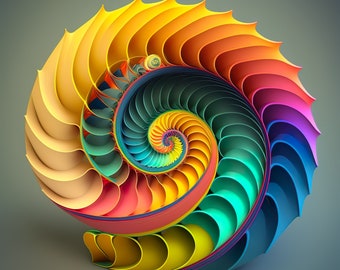 Fibonacci - Canvas - Digital Print - High Quality - Spiral - 3D Render - Photorealistic